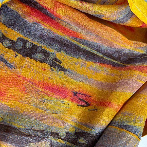 Reversible Wrap Skirt Double Layer One Size Bohemian Geometric Yellow Blue - Picture 6 of 7